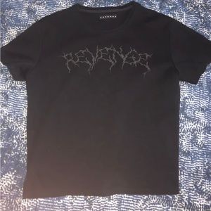 Revenge All Black Puffy Embroidered Tee
